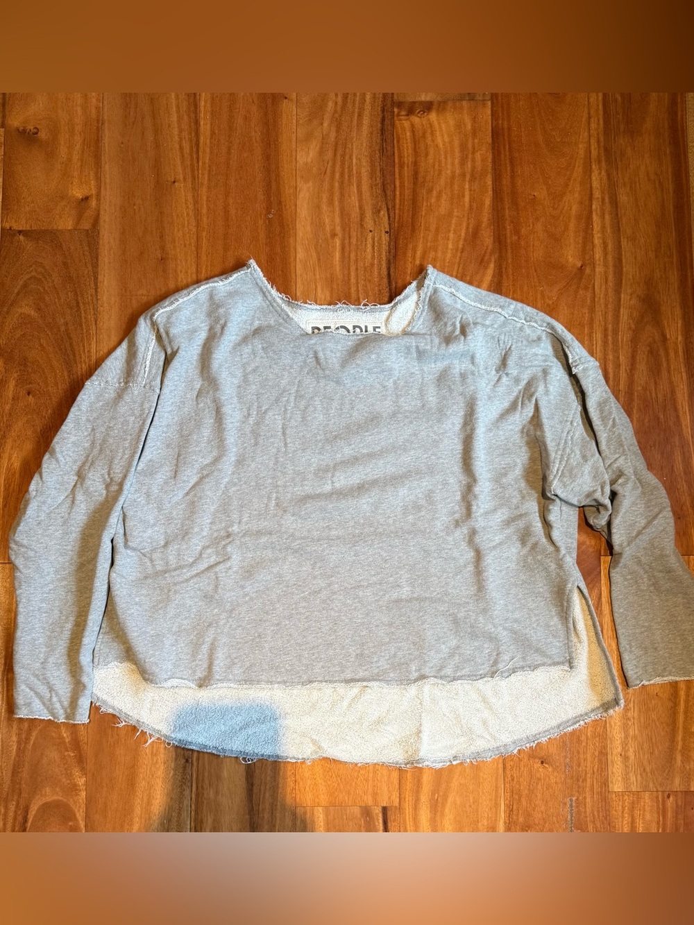 People® Lightweight Heather Gray Raw-Edge Pullover Sweatshirt